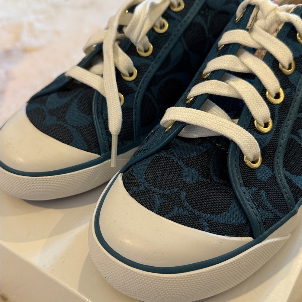 Coach Blue Plaid Barrett Sneakers -NEW - Picture 2 of 5